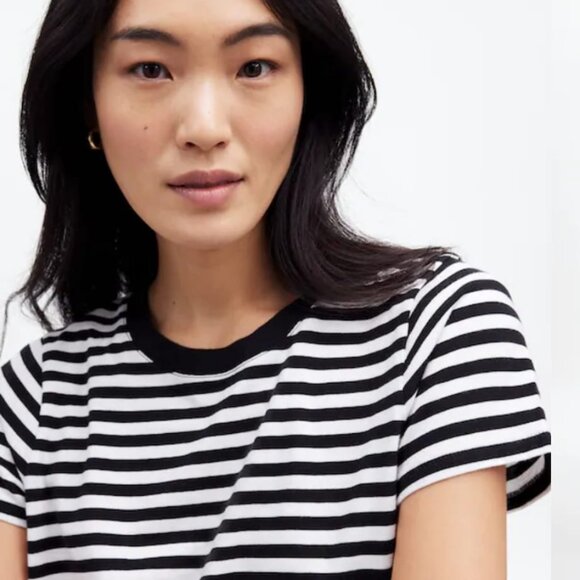 Madewell Tops - 🖤 Madewell Northside Vintage Tee in Stripe – Jet Black (Size S)